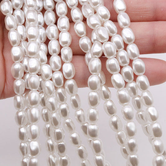 Imitation Pearl Irregular Cuboid Acrylic Beads 7mm White 500pcs 2