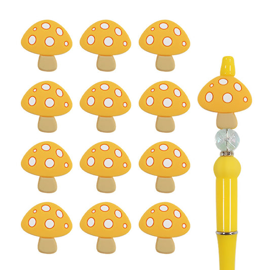 Silicone Focal Beads Mushroom Toadstool White Spots 20pcs 2