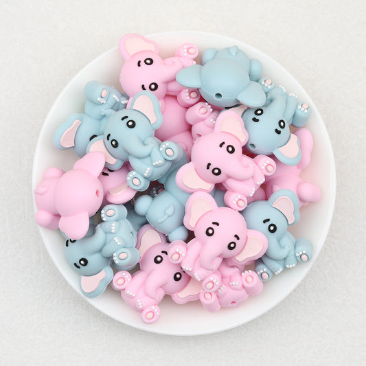 Cute 3D Elephant Silicone Focal Beads 20pcs 2