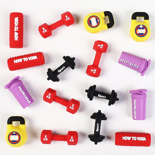 Silicone 3D Focal Beads Sports Fitness Equipment Dumbbell Barbell 20Pcs