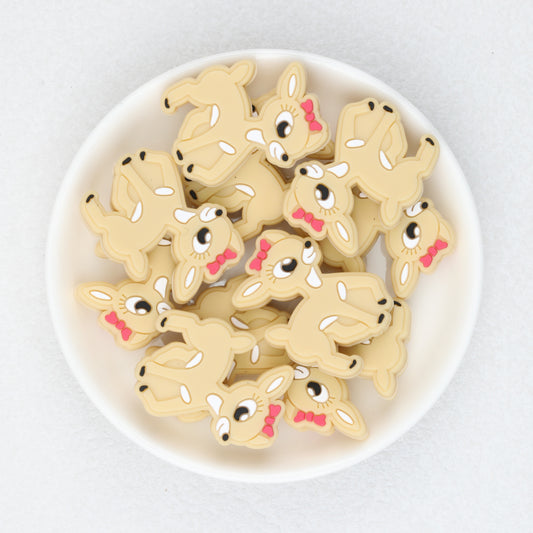 Cute Deer with Bow Silicone Focal Beads 20 pcs 2