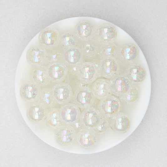 Crackle Acrylic Round Beads 16mm 20mm Assorted Candy Colors 20pcs - White / 16MM