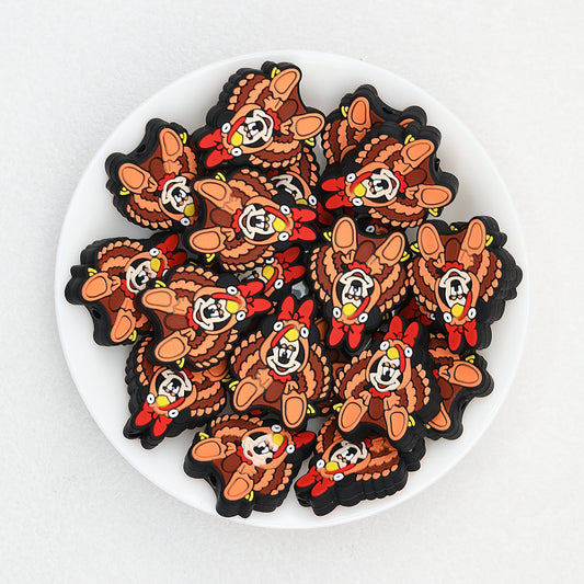 Thanksgiving Turkey Silicone Focal Beads Minnie Design 20pcs
