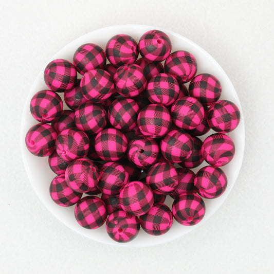 15mm Printed Pattern Round Silicone Beads 50pcs 2