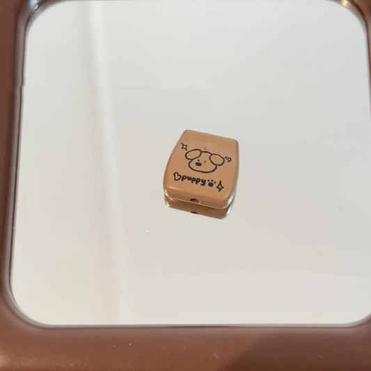 Square Acrylic Beads 20mm Puppy and Cat Coffee Brown 10pcs 2
