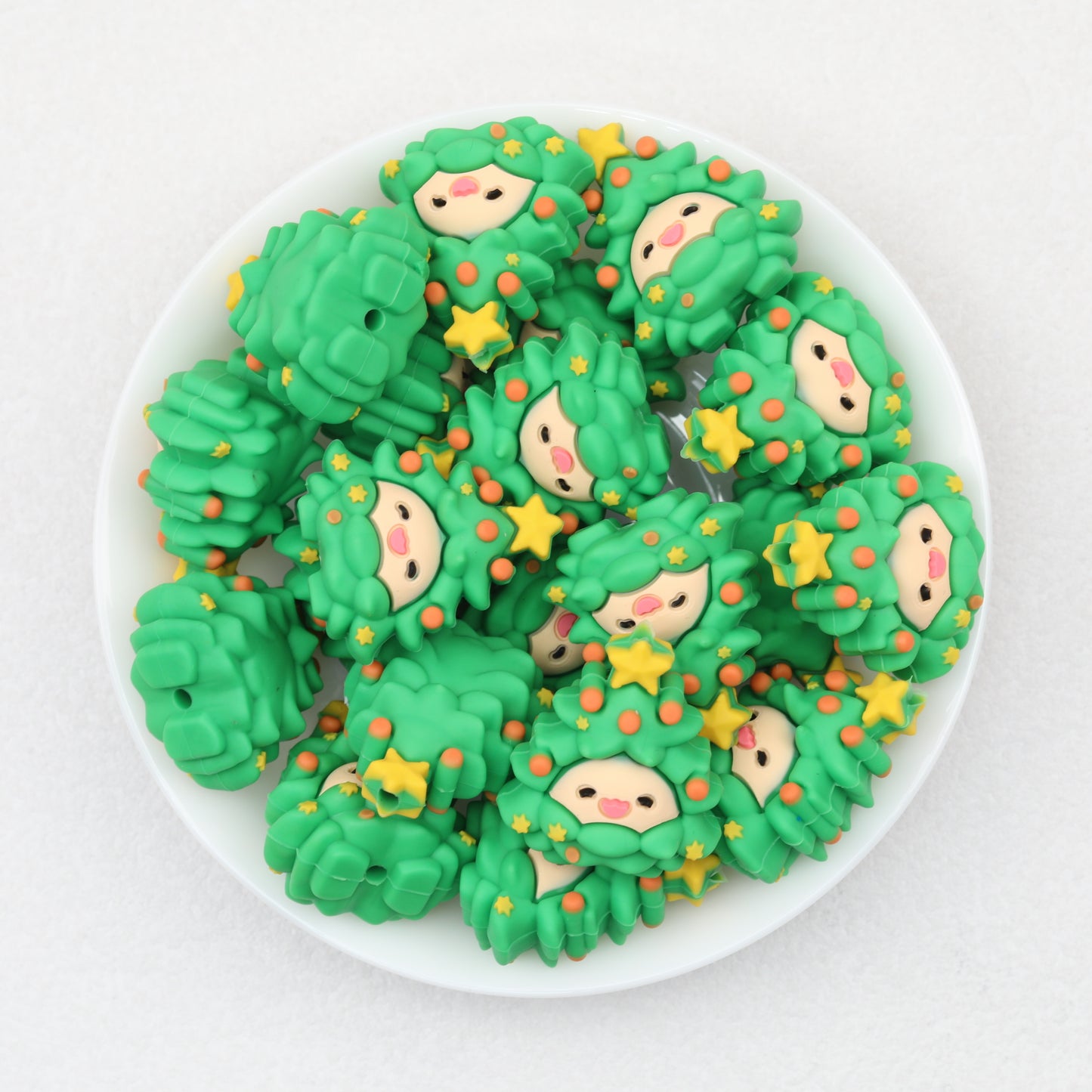 Cute 3D Silicone Focal Beads Christmas Tree Design 20pcs 2
