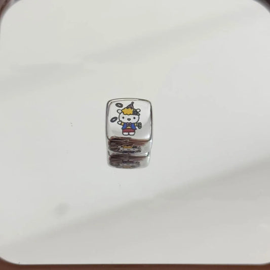 Silver Cloud Hello Kitty Acrylic Square Beads 14mm 10pcs 2