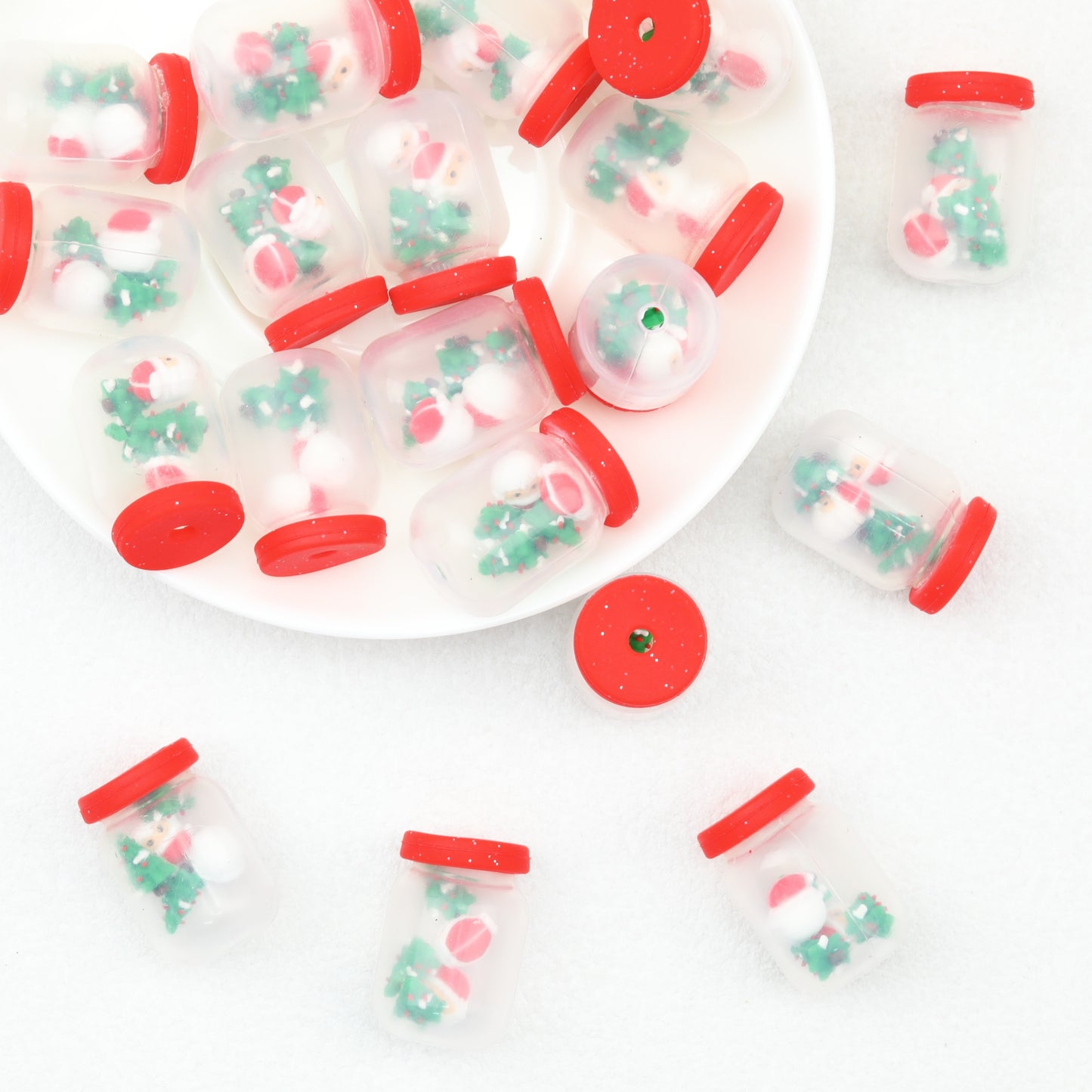 Silicone 3D Christmas Santa Tree Focal Beads 20pcs 3
