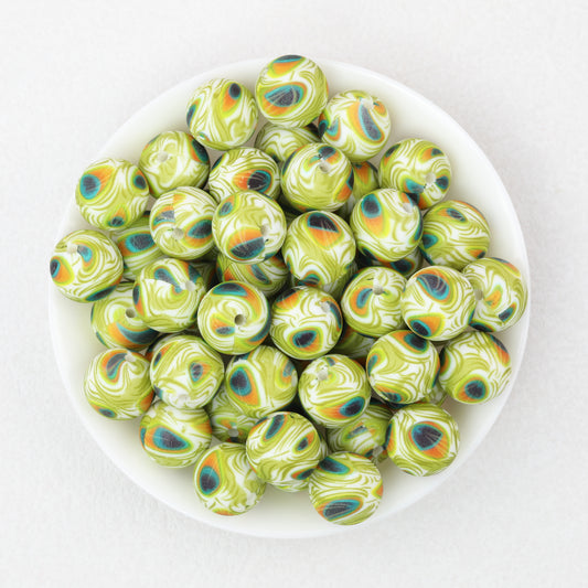 15mm Color Printed Round Silicone Beads 50pcs 2