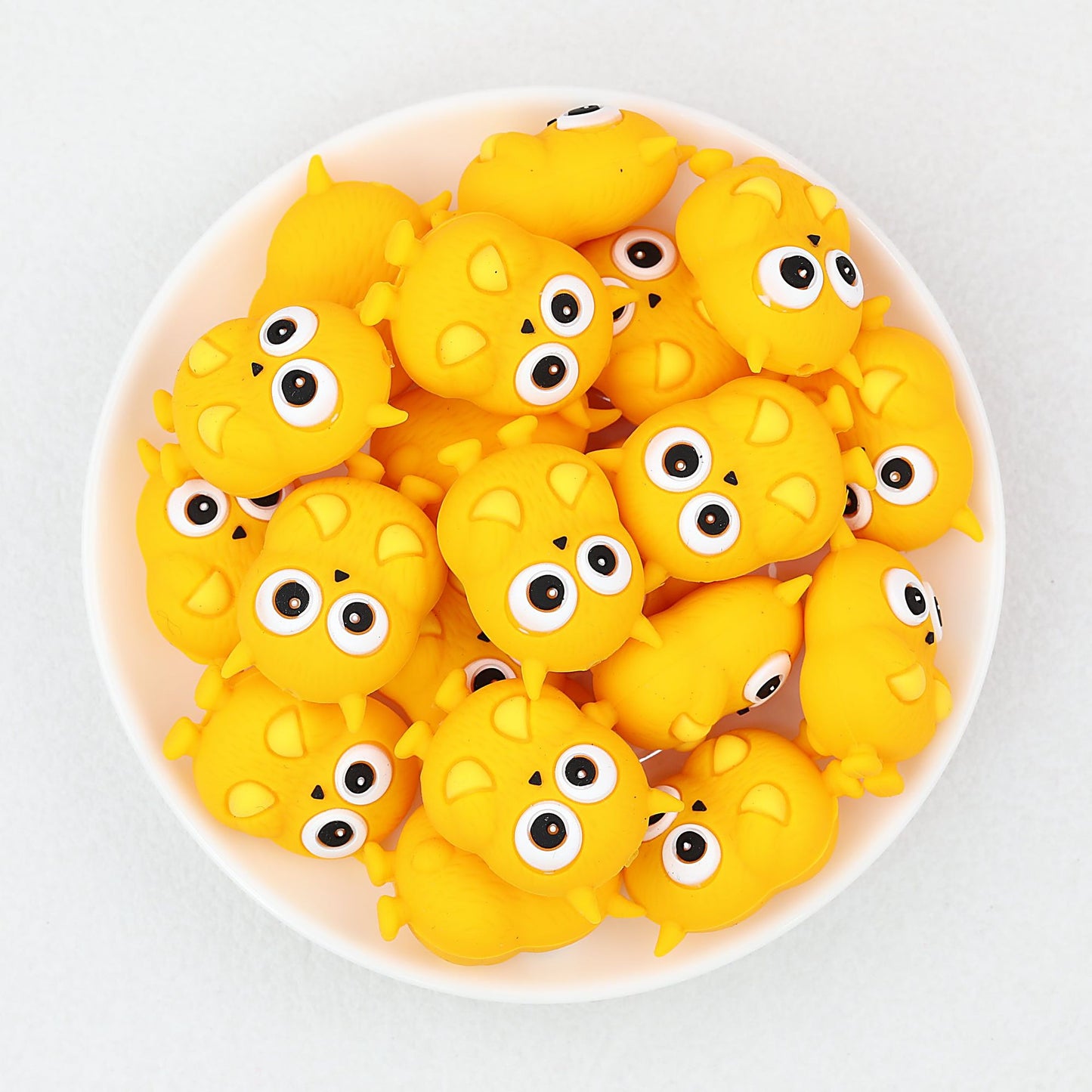 Yellow Monster 3D Silicone Focal Beads 20 pcs