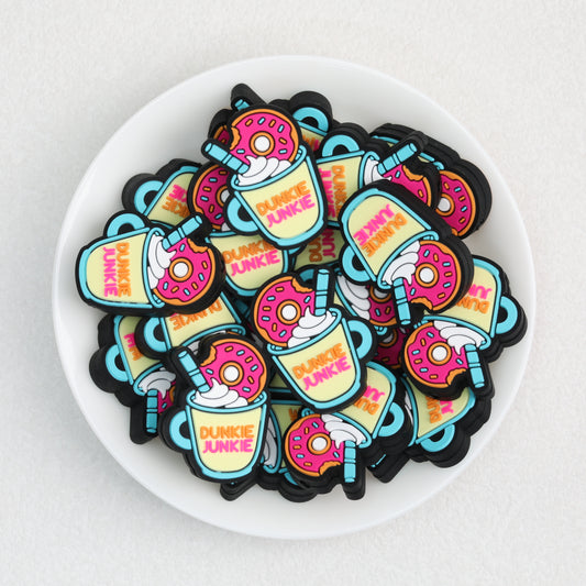 Drink Theme Silicone Focal Beads with Donut and Cup Design 20pcs 2