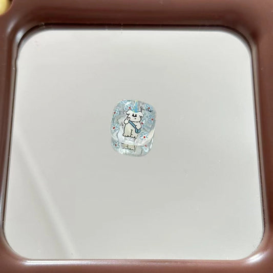 Clear Square Acrylic Beads 16mm Puppy and Kitten Pattern 10pcs 2
