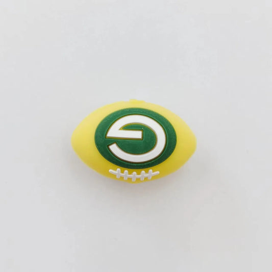 Silicone 3D Focal Beads Rugby Ball Yellow Realistic Stitching 20pcs 2