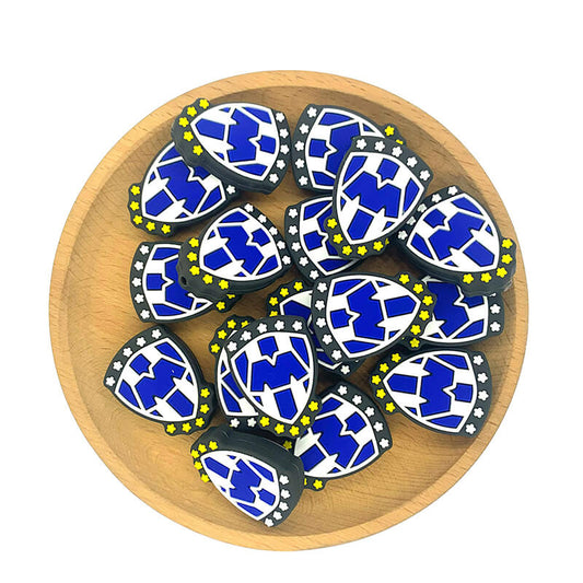 Silicone Focal Beads Club de Futbol Monterrey Blue White Yellow Stars 2