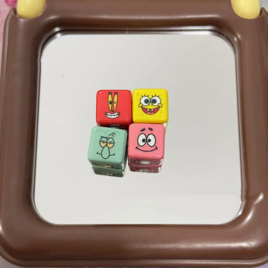Spongebob Square Acrylic Square Beads 16mm Vibrant Cartoon Faces 10pcs 2