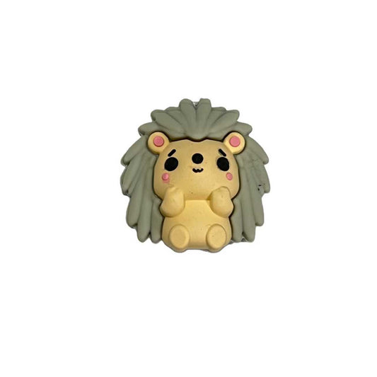 Silicone 3D Focal Beads Hedgehog Front Facing 20pcs 2