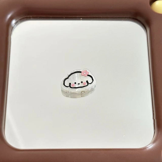 Acetate Texture Puppy Acrylic Flat Beads 22mm Pastel Floral 10pcs 2
