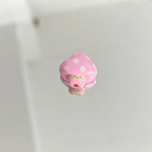 Painted Mushroom Acrylic Beads 20mm Colorful Polka Dot 10pcs 2