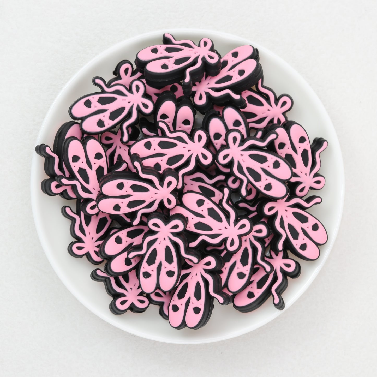 Pink Ballet Shoe Silicone Focal Beads 20 pcs 2