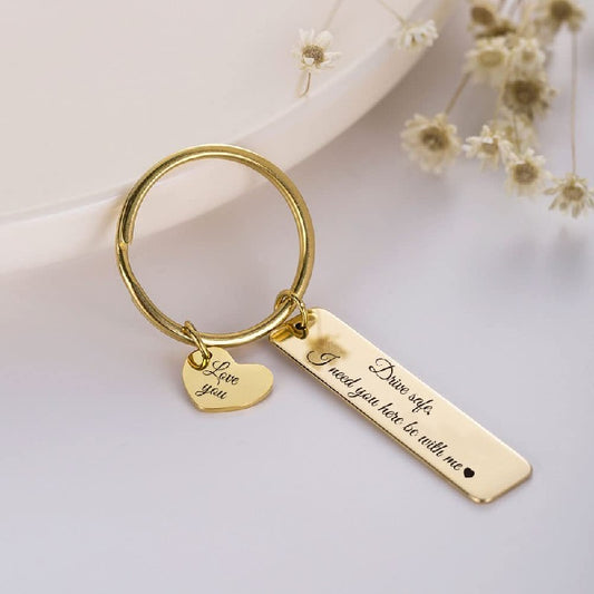 Alloy Drive Safe Couple Keychain Stainless Steel Gold Silver 2