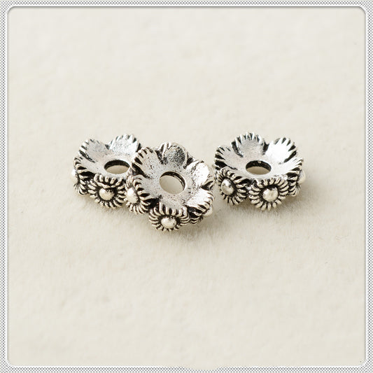 Alloy Sunflower Wreath Spacer Beads 9mm Tibetan Silver Style 100pcs 2
