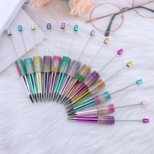 Beadable Pen with Rhinestone Grip and Decorative Cap Multiple Colors 2