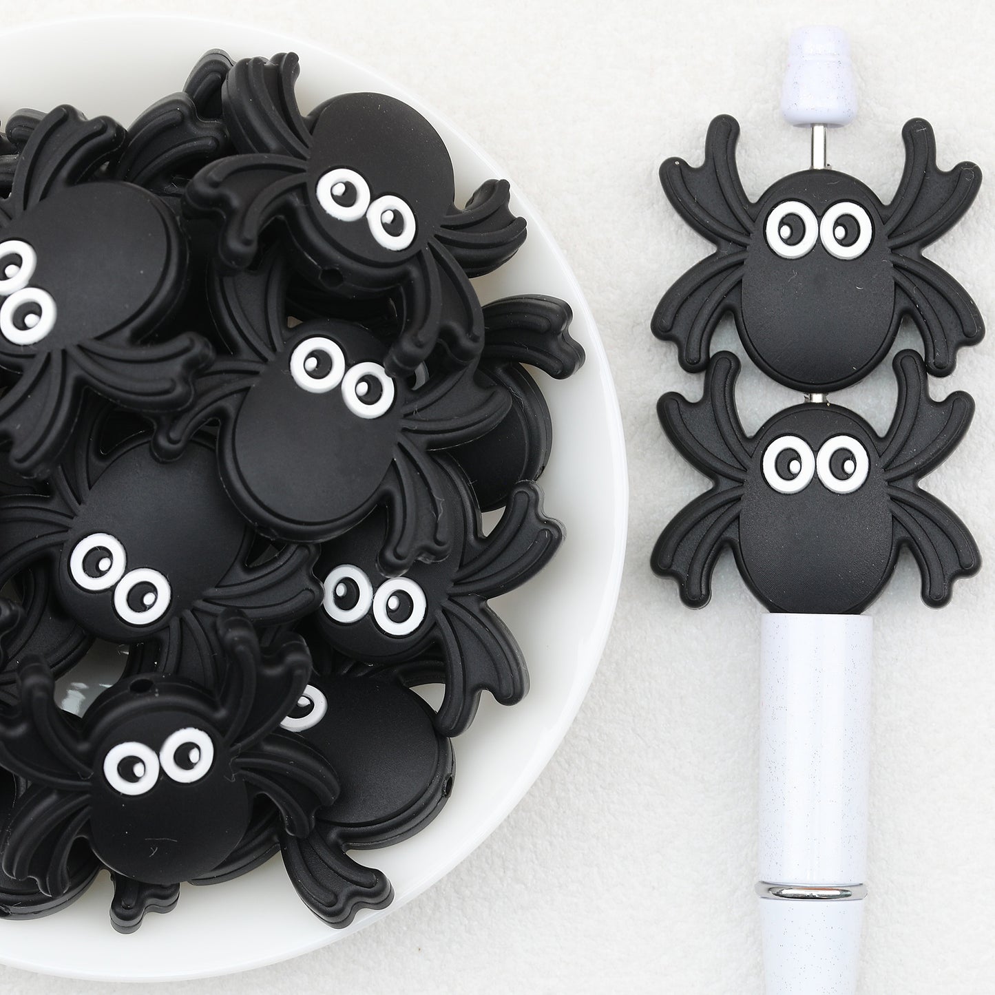 Halloween Black Spider Silicone Focal Beads 20 pcs