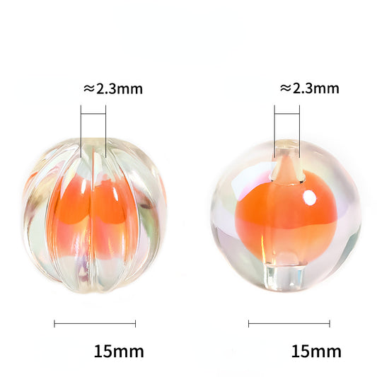 Dyed Core Round Acrylic Beads 15mm Translucent Multicolor 30pcs 2
