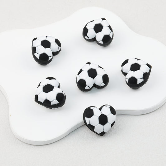 3D Black and White Soccer Ball Silicone Focal Beads 20pcs 2