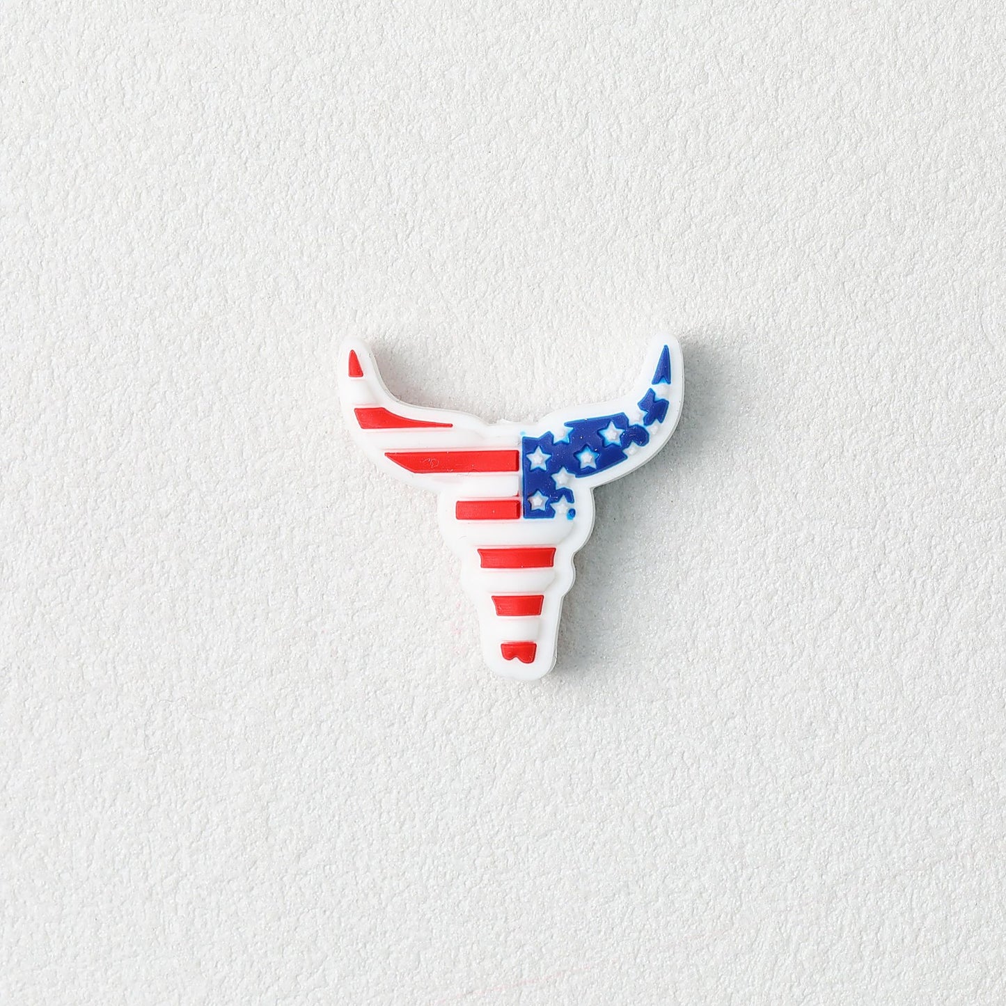 USA Flag Bull Head Silicone Focal Beads Independence Day 20pcs
