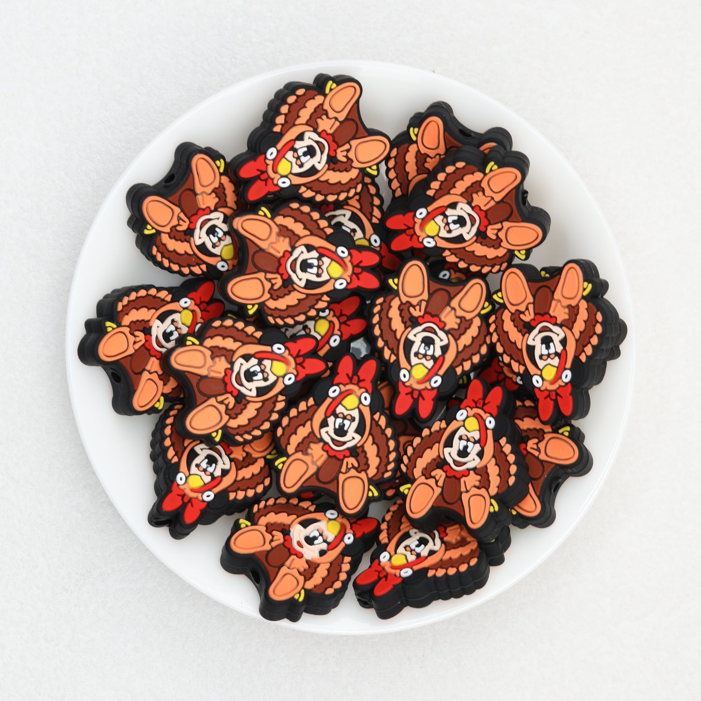 Thanksgiving Turkey Silicone Focal Beads Minnie Design 20pcs 2