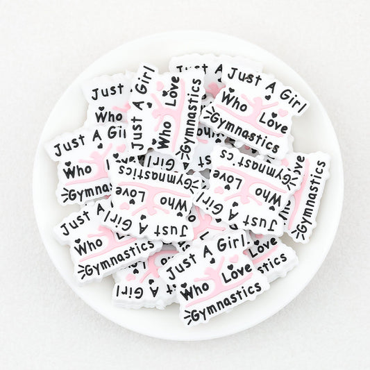 Gymnast Girl Pink Silicone Focal Beads 20pcs - Pink