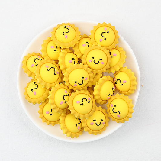 3D Sun Smiley Face Silicone Focal Beads 20 pcs