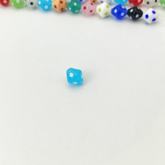 Lampwork Glass Beads Rhombus 12mm Jelly Color Polka Dot 8pcs 2