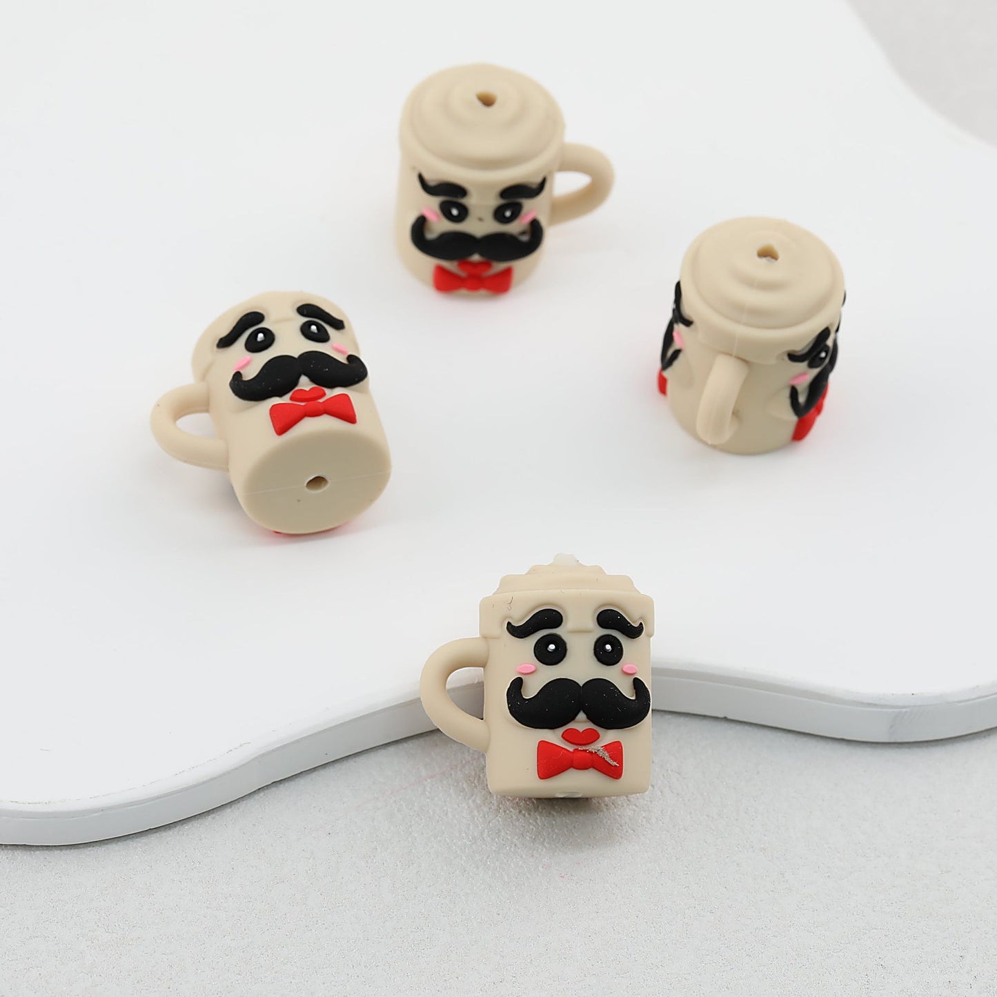 3D Father's Day Khaki Teacup Silicone Focal Beads 20pcs