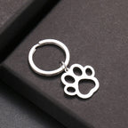 Stainless Steel Hollow Paw Dog Keychain Silver Tone 3
