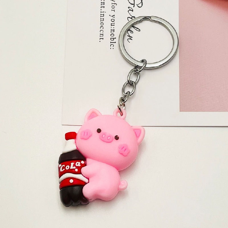 Cartoon Animal Keychain Soft PVC Soda Bottle Design 8