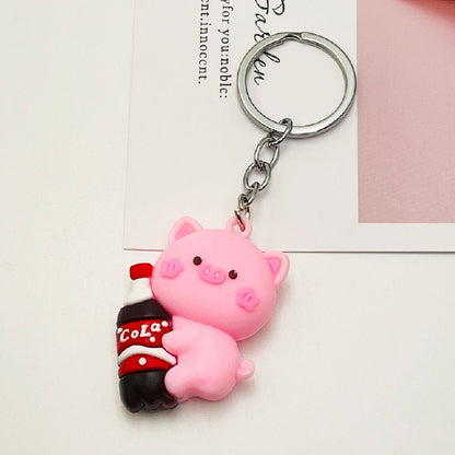 Cartoon Animal Keychain Soft PVC Soda Bottle Design 8
