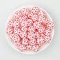 15mm Printed Leaf Pattern Silicone Round Beads 50pcs - Old Man Mustache
