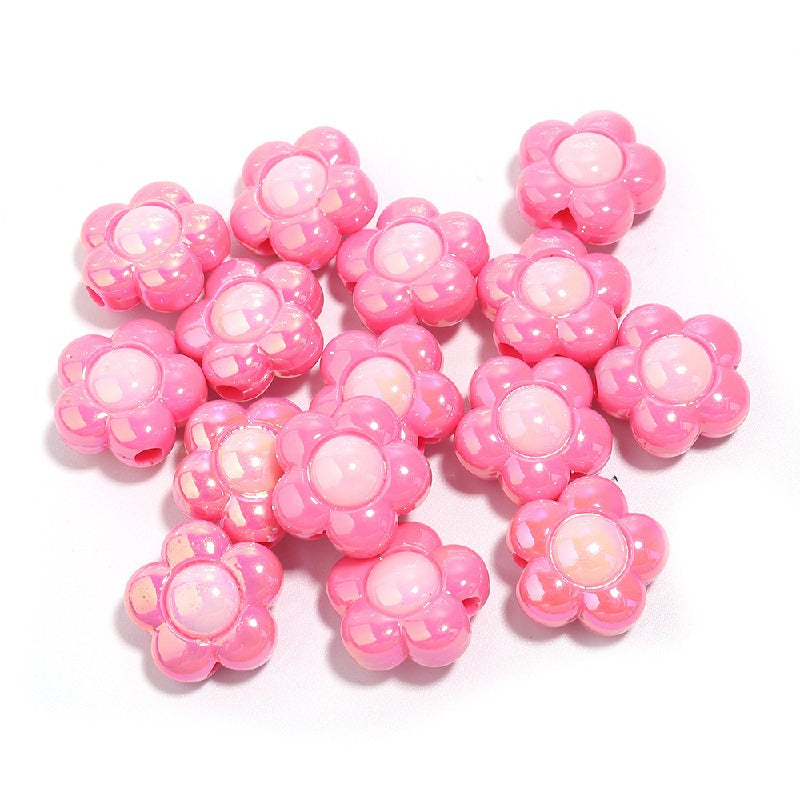 Cartoon Flower Acrylic Beads 16mm Glossy Pastel Colors 20pcs 11