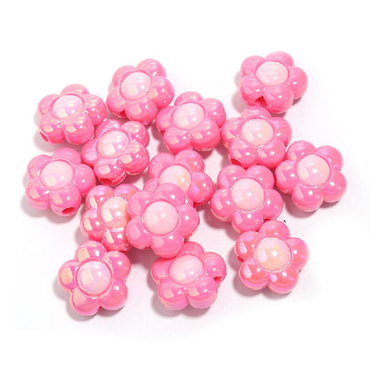 Cartoon Flower Acrylic Beads 16mm Glossy Pastel Colors 20pcs 11