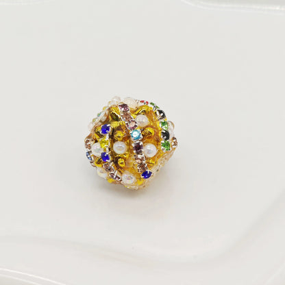 Wavy Rhinestone Beads 18mm Bubblegum Acrylic Multicolor 4pcs 14