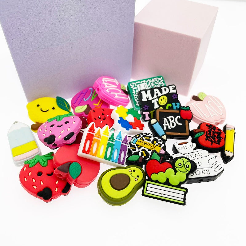 Silicone Focal Beads Bulk Different Random Mix 100Pcs 7