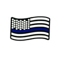 Silicone Focal Beads Thin Blue Line Flag Waving Shape 20pcs