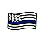 Silicone Focal Beads Thin Blue Line Flag Waving Shape 20pcs