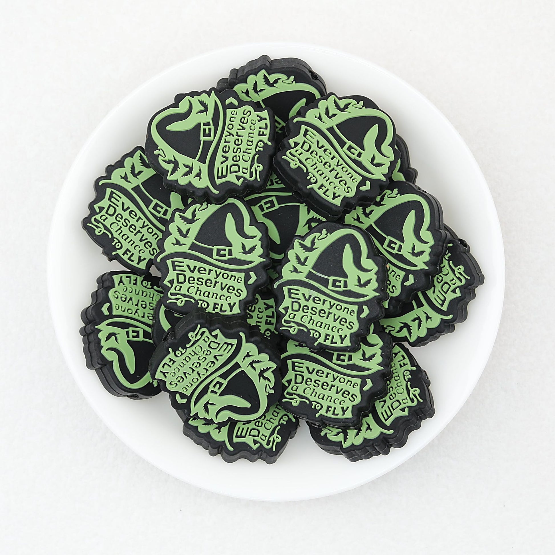 Inspirational Witch Hat Green Silicone Focal Beads 20pcs - Green