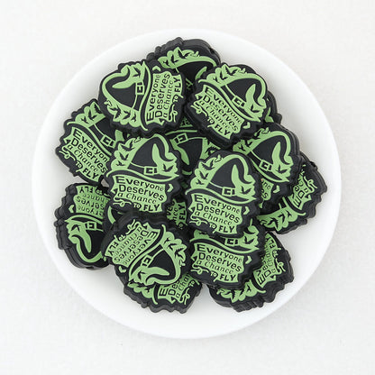 Inspirational Witch Hat Green Silicone Focal Beads 20pcs - Green