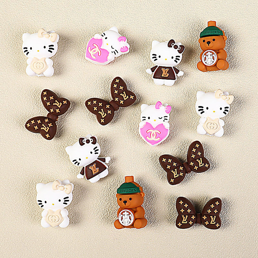 3D Designer Style Silicone Focal Beads Cat Bear Heart Shapes 20pcs
