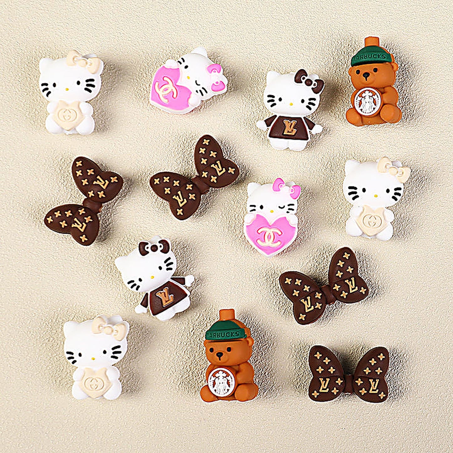 3D Designer Style Silicone Focal Beads Cat Bear Heart Shapes 20pcs