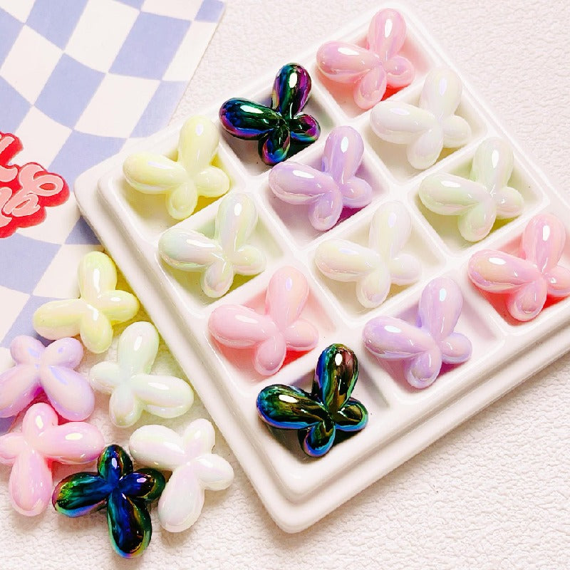 UV Finish Butterfly Acrylic Beads 24x18mm Glossy Mixed 10pcs